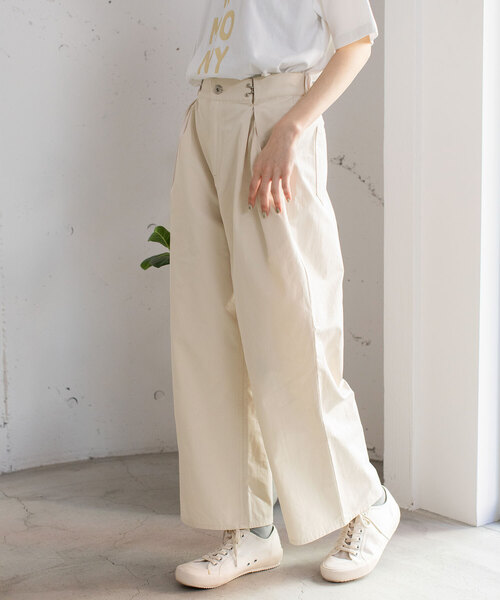 POU DOU DOU（プードゥドゥ）の「セミワイドタックワイドパンツ（その他パンツ・レディース・キナリ/ブラック/カーキ・M）」の4枚目の写真