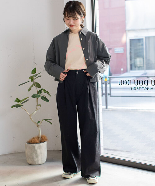 POU DOU DOU（プードゥドゥ）の「セミワイドタックワイドパンツ（その他パンツ・レディース・キナリ/ブラック/カーキ・M）」の8枚目の写真