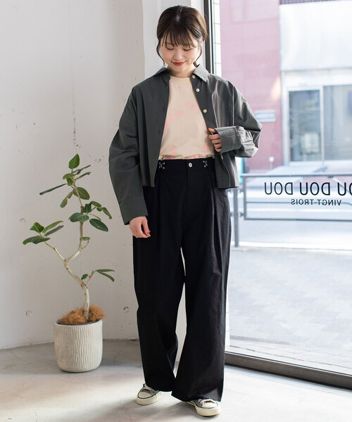 POU DOU DOU（プードゥドゥ）の「セミワイドタックワイドパンツ（その他パンツ・レディース・キナリ/ブラック/カーキ・M）」の10枚目の写真