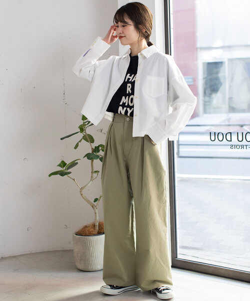 POU DOU DOU（プードゥドゥ）の「セミワイドタックワイドパンツ（その他パンツ・レディース・キナリ/ブラック/カーキ・M）」の20枚目の写真