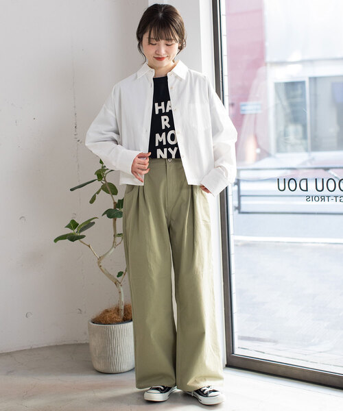POU DOU DOU（プードゥドゥ）の「セミワイドタックワイドパンツ（その他パンツ・レディース・キナリ/ブラック/カーキ・M）」の21枚目の写真
