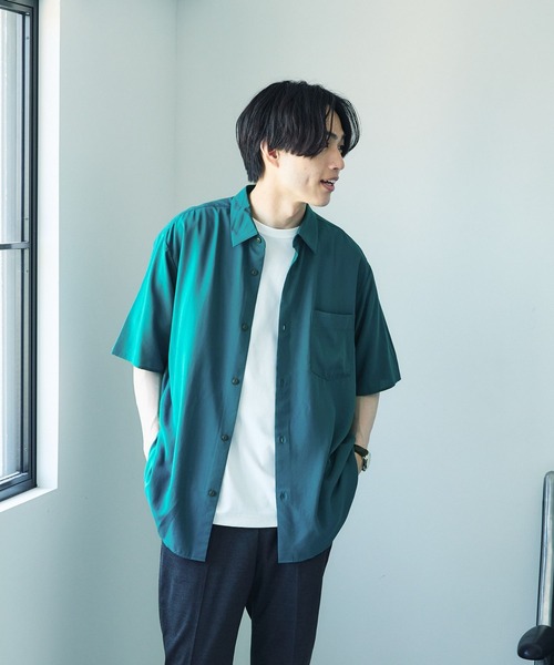 GLOBAL WORK(グローバルワーク)の「サラサマ快適シャツ/レギュラーカラー/半袖/286395(シャツ/ブラウス・メンズ・ブラック系1/ブラック系/グレイッシュブルー/ブルー系その他6/チャコールグレー/ブルー/グレー/ブルー系その他7/ホワイト/グレイッシュベージュ/ブラウン/ネイビー・LARGE/MEDIUM/X-LARGE/SMALL/3XL/XX-LARGE/X-SMALL)」の11枚目の写真