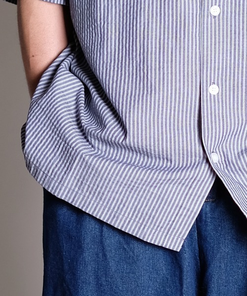 R.(rehacer)（アールドット（レアセル））の「R. : Retro Stripe Box S/S Loose Shirt（シャツ/ブラウス・メンズ・ブルー系その他/ホワイト系その他・MEDIUM/LARGE）」の9枚目の写真