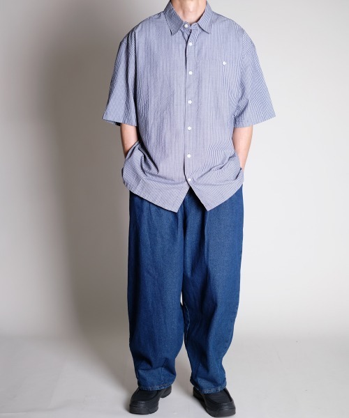 R.(rehacer)（アールドット（レアセル））の「R. : Retro Stripe Box S/S Loose Shirt（シャツ/ブラウス・メンズ・ブルー系その他/ホワイト系その他・MEDIUM/LARGE）」の11枚目の写真