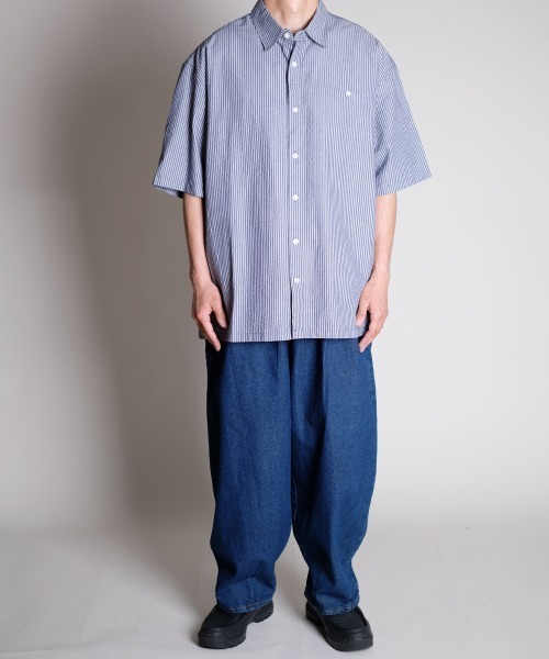 R.(rehacer)（アールドット（レアセル））の「R. : Retro Stripe Box S/S Loose Shirt（シャツ/ブラウス・メンズ・ブルー系その他/ホワイト系その他・MEDIUM/LARGE）」の10枚目の写真