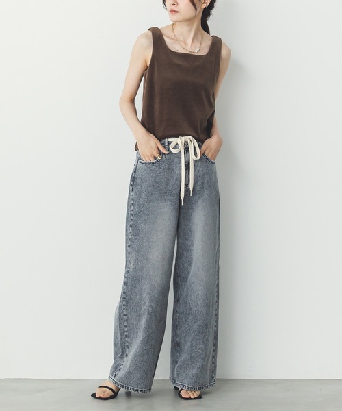 hunch（ハンチ）の「ベロア スクエアタンクトップ（タンクトップ・レディース・ライム/モカ/ダークオリーブ/ブラウン/ネイビー/ベージュ・FREE）」の14枚目の写真