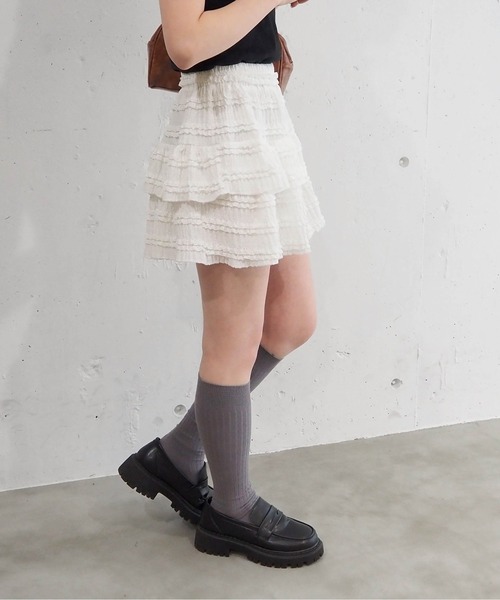 tiptop（ティップトップ）の「段々フリルレースミニスカパン（スカート・レディース・ブラック/オフホワイト・FREE）」の15枚目の写真
