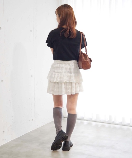 tiptop（ティップトップ）の「段々フリルレースミニスカパン（スカート・レディース・ブラック/オフホワイト・FREE）」の17枚目の写真