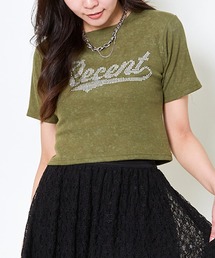 GORGE | 《きらロゴ×短丈》レディース ラインストーン 半袖Tシャツ Y2Kストリート 春夏秋(Tシャツ/カットソー)