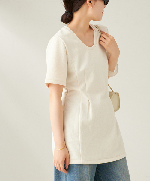 plage（プラージュ）の「フォルム チュニックTシャツ（Tシャツ/カットソー・レディース・ホワイト系その他/ブラック・FREE）」の21枚目の写真