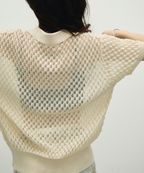 Lutim by u（ルチバイユー）の「Polo collar threadbare clothes knit cardigan / ポロ襟トゲトゲニットカーディガン（カーディガン/ボレロ・レディース・ホワイト/ブラック/ブラウン・FREE）」の8枚目の写真
