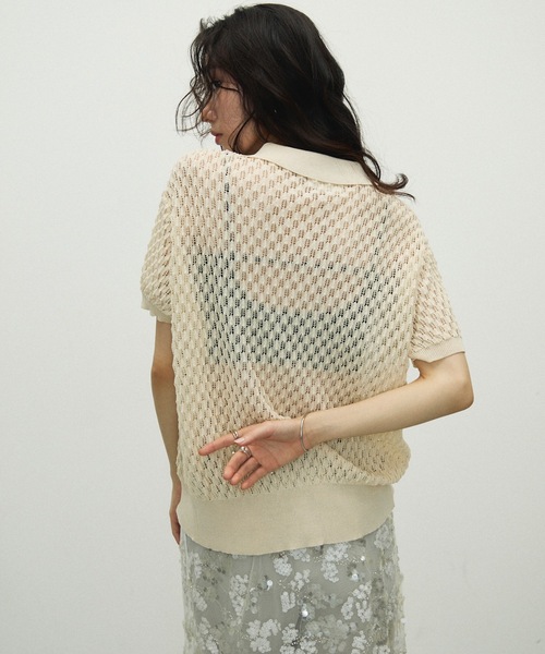 Lutim by u（ルチバイユー）の「Polo collar threadbare clothes knit cardigan / ポロ襟トゲトゲニットカーディガン（カーディガン/ボレロ・レディース・ホワイト/ブラック/ブラウン・FREE）」の14枚目の写真