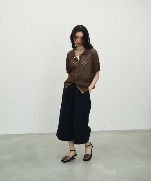 Lutim by u（ルチバイユー）の「Polo collar threadbare clothes knit cardigan / ポロ襟トゲトゲニットカーディガン（カーディガン/ボレロ・レディース・ホワイト/ブラック/ブラウン・FREE）」の18枚目の写真