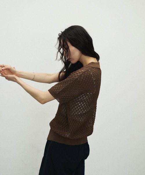 Lutim by u（ルチバイユー）の「Polo collar threadbare clothes knit cardigan / ポロ襟トゲトゲニットカーディガン（カーディガン/ボレロ・レディース・ホワイト/ブラック/ブラウン・FREE）」の16枚目の写真