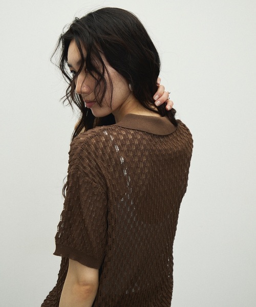 Lutim by u（ルチバイユー）の「Polo collar threadbare clothes knit cardigan / ポロ襟トゲトゲニットカーディガン（カーディガン/ボレロ・レディース・ホワイト/ブラック/ブラウン・FREE）」の21枚目の写真