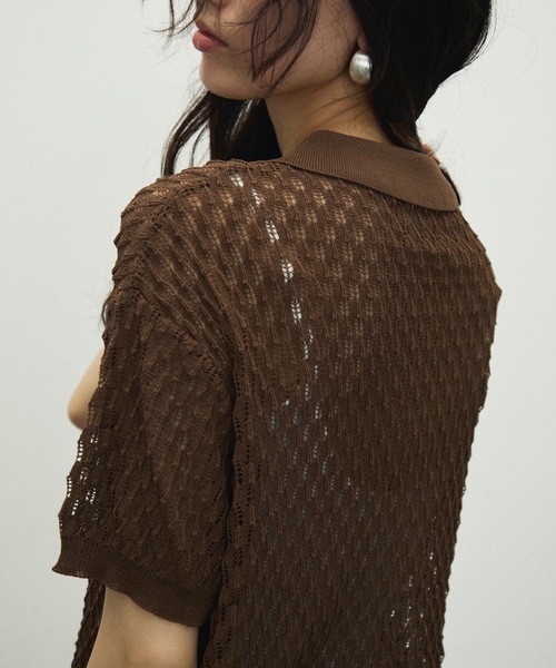 Lutim by u（ルチバイユー）の「Polo collar threadbare clothes knit cardigan / ポロ襟トゲトゲニットカーディガン（カーディガン/ボレロ・レディース・ホワイト/ブラック/ブラウン・FREE）」の22枚目の写真