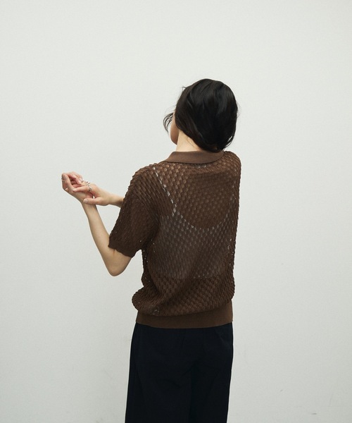 Lutim by u（ルチバイユー）の「Polo collar threadbare clothes knit cardigan / ポロ襟トゲトゲニットカーディガン（カーディガン/ボレロ・レディース・ホワイト/ブラック/ブラウン・FREE）」の17枚目の写真