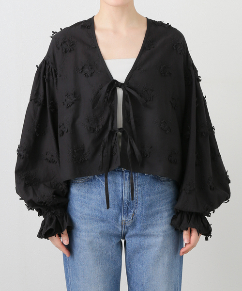 crinkle crinkle crinkle(クリンクルクリンクルクリンクル)の「【crinkle crinkle crinkle】 3D embroidery bolero:ボレロ(その他アウター・レディース・ブラック/ホワイト・FREE)」の13枚目の写真