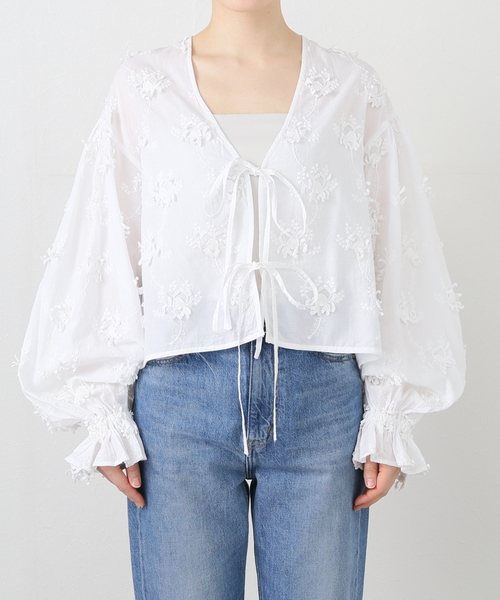 crinkle crinkle crinkle(クリンクルクリンクルクリンクル)の「【crinkle crinkle crinkle】 3D embroidery bolero:ボレロ(その他アウター・レディース・ブラック/ホワイト・FREE)」の17枚目の写真