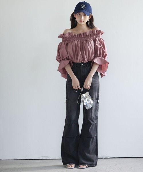 SAISON DE PAPILLON(セゾンドパピヨン)の「ウォッシュ加工カーゴデニム【ZOZOTOWN限定アイテム】(デニムパンツ・レディース・チャコール・L/M/S)」の6枚目の写真
