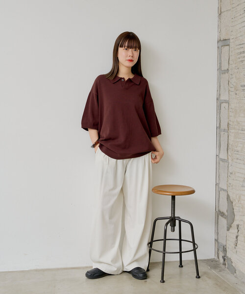 WHIMSIC（ウィムジック）の「【WHIMSIC/SETUP対応】ピグメントダイカットソーワイドパンツ（その他パンツ・レディース・チャコールグレー/オフホワイト・FREE）」の10枚目の写真