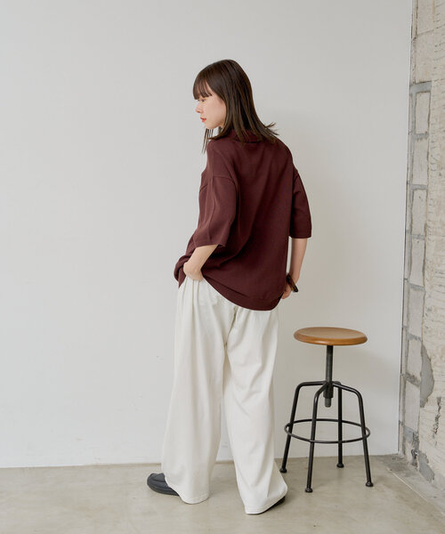 WHIMSIC（ウィムジック）の「【WHIMSIC/SETUP対応】ピグメントダイカットソーワイドパンツ（その他パンツ・レディース・チャコールグレー/オフホワイト・FREE）」の8枚目の写真