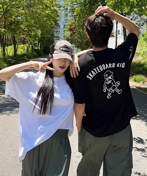 NOWLE(ノウル)の「【NOWLE】ゆるかわ スケートボード KID プリント 半袖 Tシャツ(Tシャツ/カットソー・メンズ・ブラック/ホワイト・X-LARGE/LARGE/MEDIUM)」の12枚目の写真