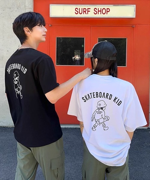 NOWLE(ノウル)の「【NOWLE】ゆるかわ スケートボード KID プリント 半袖 Tシャツ(Tシャツ/カットソー・メンズ・ブラック/ホワイト・X-LARGE/LARGE/MEDIUM)」の9枚目の写真