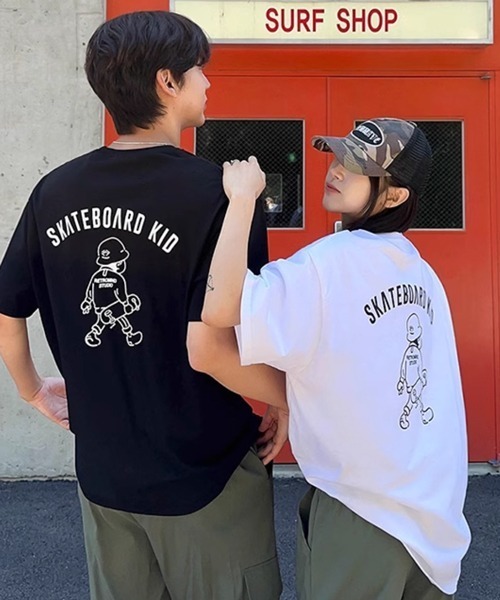 NOWLE(ノウル)の「【NOWLE】ゆるかわ スケートボード KID プリント 半袖 Tシャツ(Tシャツ/カットソー・メンズ・ブラック/ホワイト・X-LARGE/LARGE/MEDIUM)」の8枚目の写真