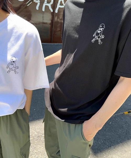 NOWLE(ノウル)の「【NOWLE】ゆるかわ スケートボード KID プリント 半袖 Tシャツ(Tシャツ/カットソー・メンズ・ブラック/ホワイト・X-LARGE/LARGE/MEDIUM)」の19枚目の写真