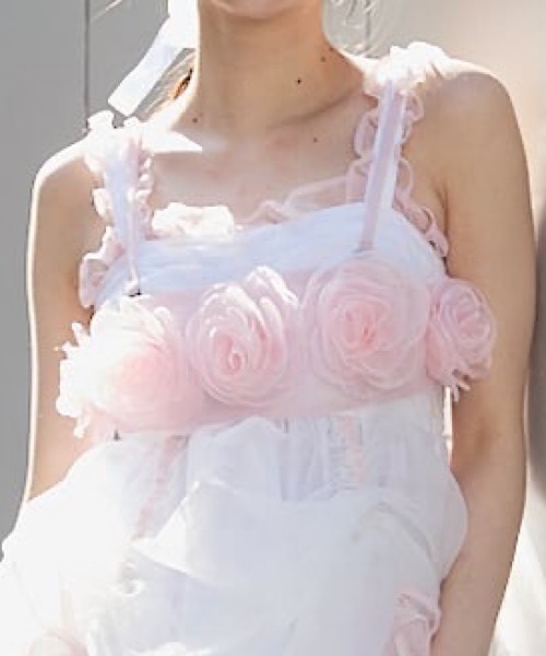 PAIN（ペイン）の「オーガンジーローズビスチェ（Tシャツ/カットソー・レディース・ピンク/ホワイト/ブラック・FREE）」の3枚目の写真