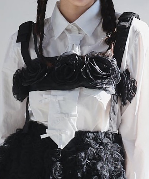 PAIN（ペイン）の「オーガンジーローズビスチェ（Tシャツ/カットソー・レディース・ピンク/ホワイト/ブラック・FREE）」の2枚目の写真