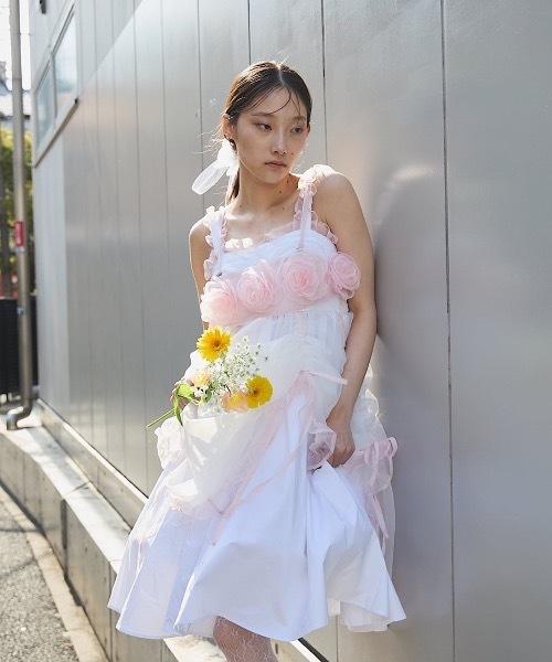 PAIN（ペイン）の「オーガンジーローズビスチェ（Tシャツ/カットソー・レディース・ピンク/ホワイト/ブラック・FREE）」の8枚目の写真