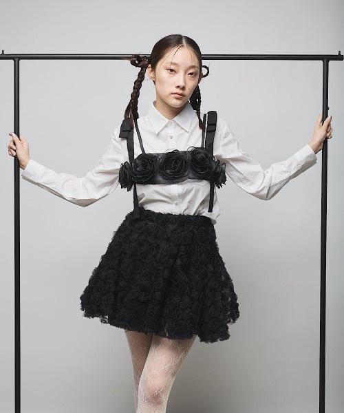 PAIN（ペイン）の「オーガンジーローズビスチェ（Tシャツ/カットソー・レディース・ピンク/ホワイト/ブラック・FREE）」の15枚目の写真