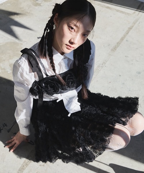 PAIN（ペイン）の「オーガンジーローズビスチェ（Tシャツ/カットソー・レディース・ピンク/ホワイト/ブラック・FREE）」の14枚目の写真