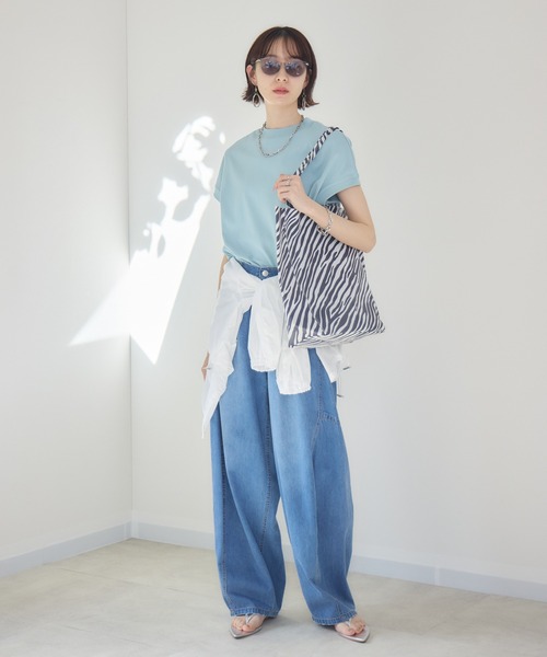 Dignite collier デニムカーブパンツ Dignite collier]【ウォッシャブル】カーブデニムパンツ