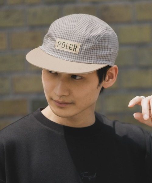 POLeR（ポーラー）の「【POLeR/ポーラー】ミニチェック柄/5パネルジェットキャップ（キャップ・メンズ・ダークグレー/キャメル・FREE）」の2枚目の写真