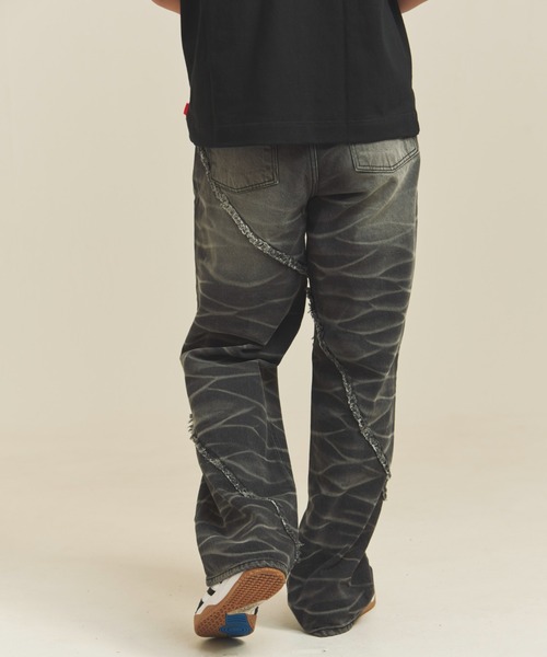 JACKROSE（ジャックローズ）の「JE-SELECT-ナナメ切替・ブラスト加工/デニムパンツ（デニムパンツ・メンズ・ブラック系/インディゴブルー・S/M/L）」の10枚目の写真