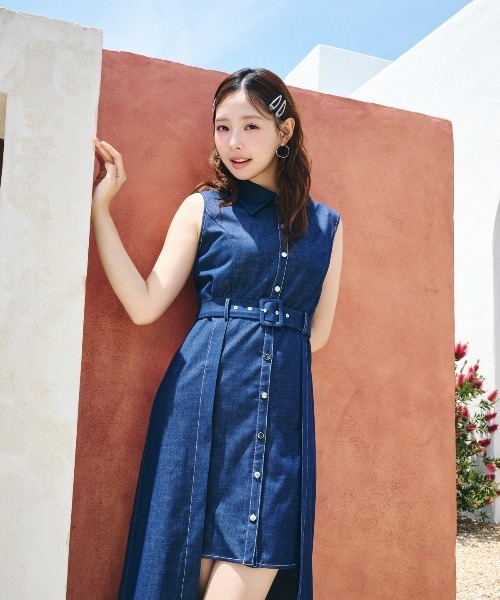 Randy イレヘムシャツワンピース rienda | 【AKB48 千葉恵里さん着用】イレヘムシャツワンピース