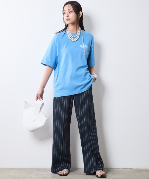 CHIC STYLE（シックスタイル）の「ピグメント染バックロゴプリントTシャツ＜大きいサイズ有＞シックスタイル（Tシャツ/カットソー・レディース・ブルー/スミクロ・3L/LL/L/M/5L/4L）」の8枚目の写真