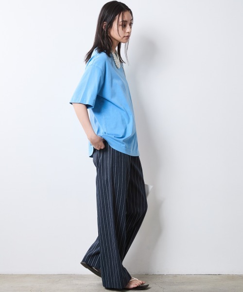 CHIC STYLE（シックスタイル）の「ピグメント染バックロゴプリントTシャツ＜大きいサイズ有＞シックスタイル（Tシャツ/カットソー・レディース・ブルー/スミクロ・3L/LL/L/M/5L/4L）」の10枚目の写真