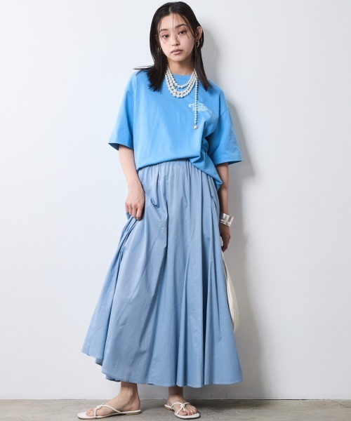 CHIC STYLE（シックスタイル）の「ピグメント染バックロゴプリントTシャツ＜大きいサイズ有＞シックスタイル（Tシャツ/カットソー・レディース・ブルー/スミクロ・3L/LL/L/M/5L/4L）」の15枚目の写真