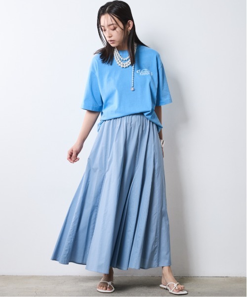 CHIC STYLE（シックスタイル）の「ピグメント染バックロゴプリントTシャツ＜大きいサイズ有＞シックスタイル（Tシャツ/カットソー・レディース・ブルー/スミクロ・3L/LL/L/M/5L/4L）」の16枚目の写真