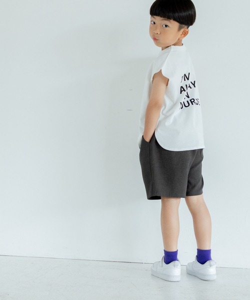 LOWRYS FARM(ローリーズファーム)の「ホップサックタックショートパンツ 320542(その他パンツ・キッズ・チャコールグレー/ダークブラウン/チェック・110cm/120cm/130cm/140cm/150cm)」の2枚目の写真