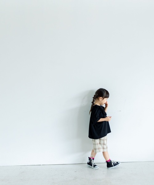 LOWRYS FARM(ローリーズファーム)の「ホップサックタックショートパンツ 320542(その他パンツ・キッズ・チャコールグレー/ダークブラウン/チェック・110cm/120cm/130cm/140cm/150cm)」の6枚目の写真