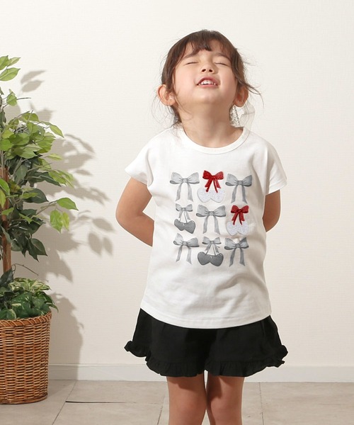 Rora（ローラ）の「チェリーポップ T（Tシャツ/カットソー・キッズ・チャコールグレー/レッド・110cm/120cm/130cm/140cm/150cm）」の2枚目の写真