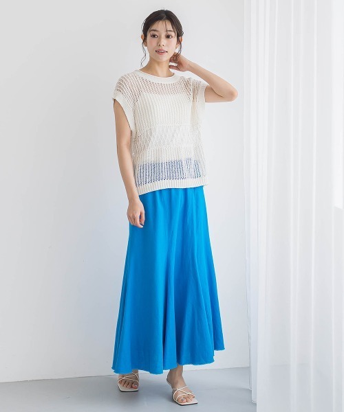 Droite lautreamont(ドロワットロートレアモン)の「メッシュニットベスト≪手洗い可能≫(ニット/セーター・レディース・オフホワイト/オレンジ/ブラック・M)」の7枚目の写真