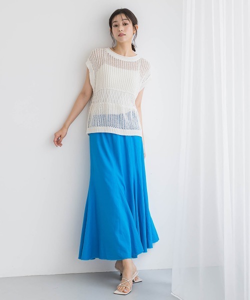 Droite lautreamont(ドロワットロートレアモン)の「メッシュニットベスト≪手洗い可能≫(ニット/セーター・レディース・オフホワイト/オレンジ/ブラック・M)」の8枚目の写真