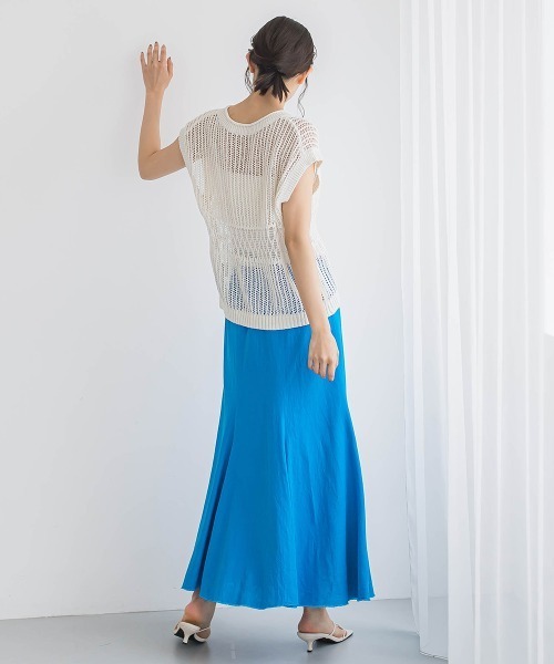 Droite lautreamont(ドロワットロートレアモン)の「メッシュニットベスト≪手洗い可能≫(ニット/セーター・レディース・オフホワイト/オレンジ/ブラック・M)」の11枚目の写真