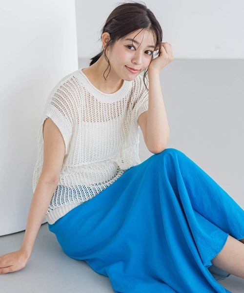 Droite lautreamont(ドロワットロートレアモン)の「メッシュニットベスト≪手洗い可能≫(ニット/セーター・レディース・オフホワイト/オレンジ/ブラック・M)」の17枚目の写真